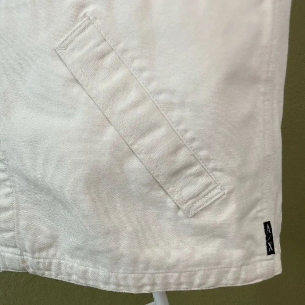 Vintage Armani Exchange Men’s Medium White Button Down Utility Shacket Jacket